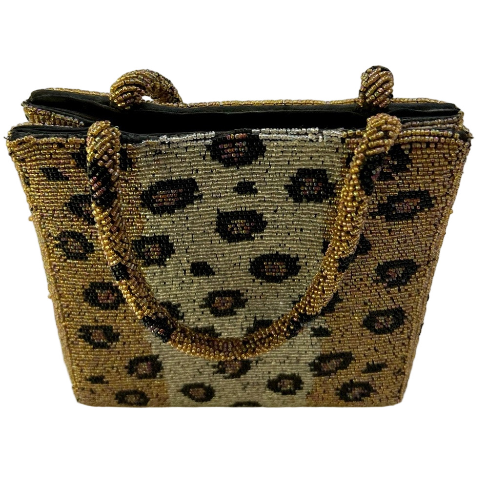 Vintage Christiana Leopard Print Beaded Handbag Purse - Picture 4 of 16